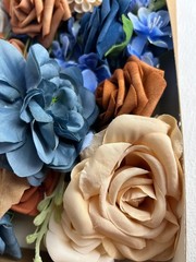 Ling’s Moment Burnt Orange Navy Artificial Flowers Greenery Combo Deluxe Set