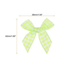 30Pcs Mini Gingham Ribbon Bow 1.5″ Checkered Fabric Satin Light Green and White