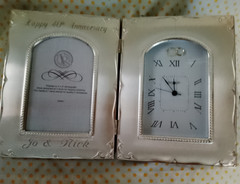 40 Wedding anniversary photo frame and clock ,engraved name JO & NICK BY THINGS