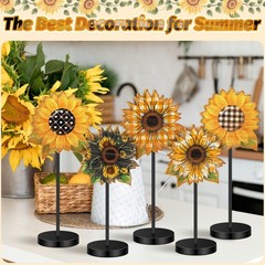 Yousoontic 5 Pcs Summer Sunflower Table Decor Standing Bright Color