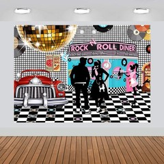 50s Diner Backdrop Large Banner Decoration Dessert Table Background Photoboot…