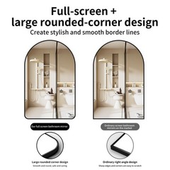Black Metal Frame Bathroom Arch Mirror for Over Sink, 26×38 Inch Rounded Arch…