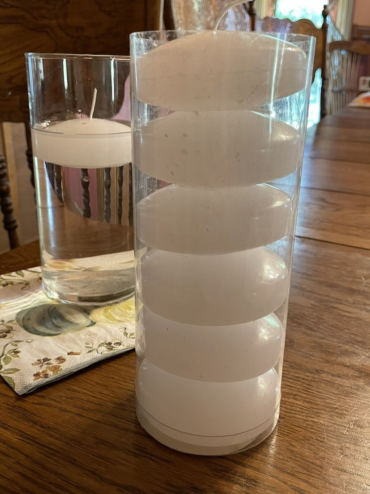 Set Of 24 Floating 3” White Candles