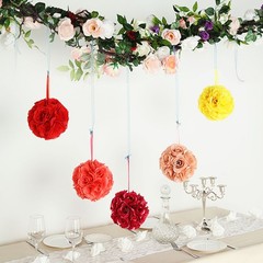 2 FUCHSIA 7″ Silk Roses Flowers Kissing Balls Wedding Party Events Centerpieces