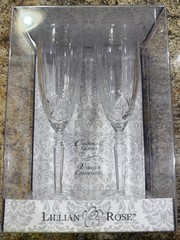 Lillian Rose Crystal Toast Stem Glasses Wedding Champagne Flute Set G305 NIB