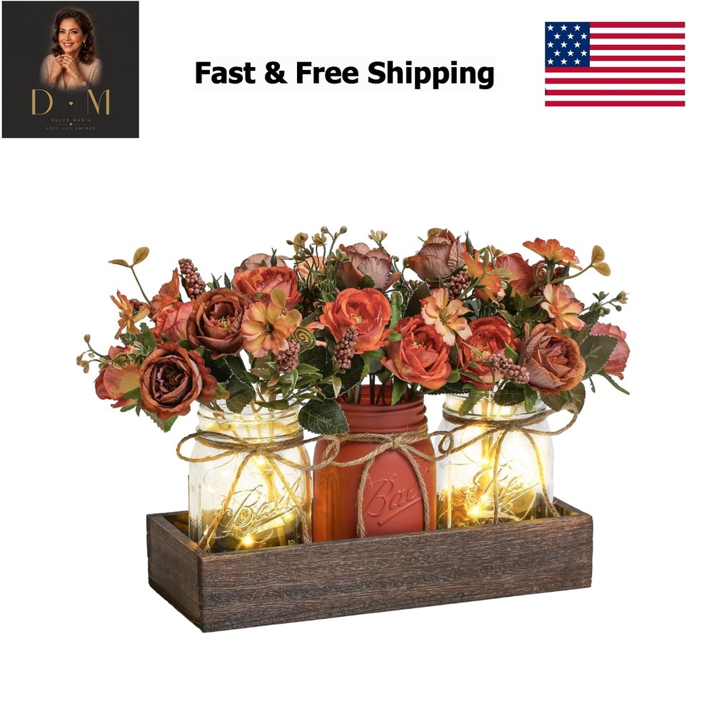 3 Pcs Mason Jar Centerpiece Table Decorations for Dining Table Decor Farmhous…