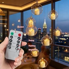 Rechargeable Flameless Candles with Remote Timer, 6pcs LED 6pcs,Smooth