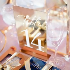 Gold Acrylic Wedding Table Numbers 1-25 with Stand Modern Decor Set Gold