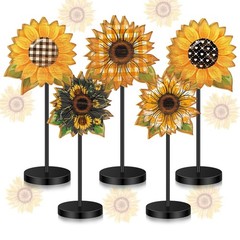 Yousoontic 5 Pcs Summer Sunflower Table Decor Standing Bright Color