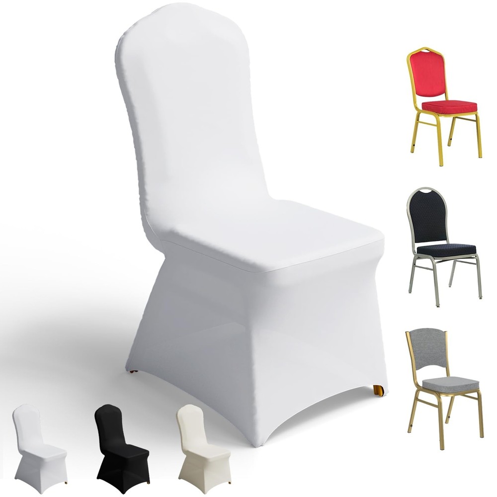 100 PCS Banquet Chair Covers for Wedding Universal Polyester Spandex Chair Co…