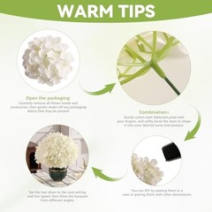 Pcs Hydrangea Artificial Flowers Bulk, Faux Hydrangea Full Flowers 24 White