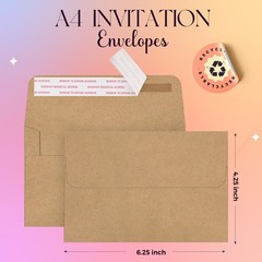 ACSTEP 100Pack A4 Envelopes 4-1/4 X6-1/4 A4(4-1/4 X 6-1/4) 100 PCS, Brown