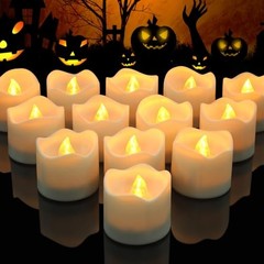12PCS Warm Yellow Flameless LED Candles with White Base,Yellow Light