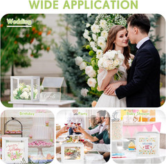 Clear Wedding Card Box with Slot 10 x 10 x 8.5 Large Acrylic Card Box for Party