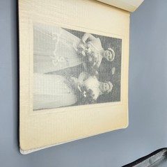 Vintage White Wedding Album w/ 8 Photos 1940s Black & White Vtg Bridal