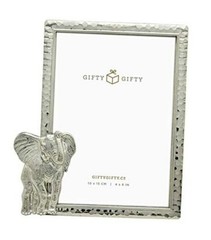 Modern Silver Thin Boarder Elephant Photo Frame / 4×6 In | For Vertical 4″X6″