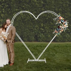 Metal Heart Shaped Wedding Arch Backdrop Stand White for Wedding Ceremony Decor