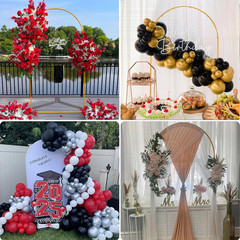 6.6FT Gold Metal Wedding Arch Backdrop Stand Ceremony Balloon Frame 2PCS