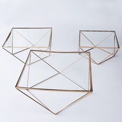 3 GOLD CLEAR Metal Glass Geometric CAKE STANDS Party Wedding Events Decorations