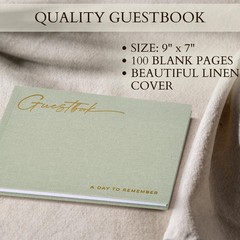 Simply Sage Wedding Guest Book for Reception Linen Sign In Book