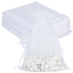 100pcs Sheer Organza Bags White, 6 x 9 inches Christmas Wedding Shower white