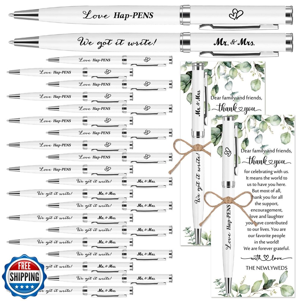 Affrolling 100 Sets Wedding Favors for Guests Bulk Retractable Ballpoint Pen
