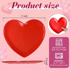 Nuogo 8 Pcs 11 Valentines Plates Heart Shaped Melamine Plates Large Unbreakable