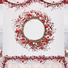 Hotop 6 Feet Valentine’s Day Berry Garland Red Pink Red, Pink, White