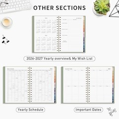 2026 Planner, Weekly and Monthly, Medium Size (5.7″ x 8.3″), Jan – Light Green
