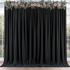 20 ft x 10 ft Thick Black Backdrop Curtain for Parties, 4 Panels Black Polyes…