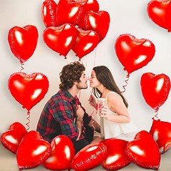 Red Heart Foil Balloons 18 Inch, 30PCS Valentines Heart Balloons Mylar, Heart