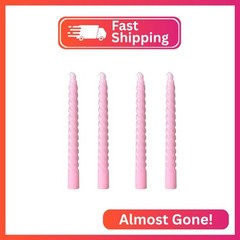 8 Inch Taper Spiral Candle Set of 4 Tapered Candles, 5 hrs,Smokeless,Tall Candle