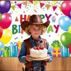 7 x 5 FT Happy Birthday Backdrop – Colorful Birthday Banner Wall Hanging, Fun…
