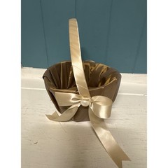 Satin Flower Girl Basket Ivory Pearl Bow Wedding Ceremony Special Occasion