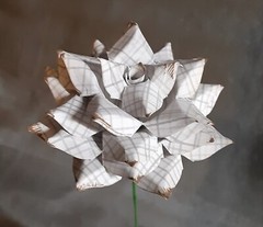 Handmade Paper Flower on stem (Gray Pattern No.6) for Wedding, St. Valentine’s