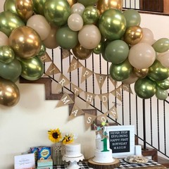 Sage Green Gold Balloons, 12 Inch 60 Pcs Metallic 12 Inch, White