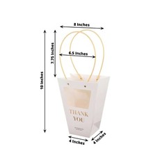 6 CLEAR WHITE Window Paper Flower GIFT BAGS Handles Party Events Decorations
