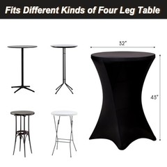 Cocktail Tablecloth, Bar Top Table Covers 2 Pack 32×43 32″x43″（2 Pack) Black