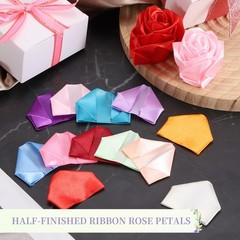 100pcs Eternal Roses Petals Premade Satin Ribbon Flowers Magenta