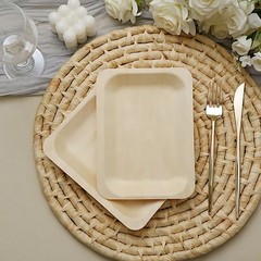 25 pcs Natural BIRCH WOODEN 8″ x 5″ Rectangle PLATES DISPOSABLE TABLEWARE SALE