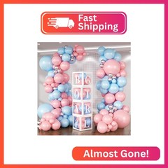HKYOOD 140Pcs Gender Reveal Balloon Garland Arch Kit – Pink and Blue Balloons Si