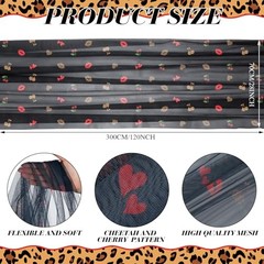 Cheetah and Cherry Tulle Table Runner 28″x120″ Red Lips Black Leopard Print