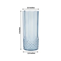 6 DUSTY BLUE 14 oz Crystal Plastic DRINKING GLASSES Party Events Disposable