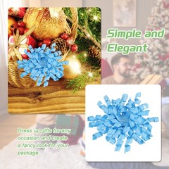 6 Pcs 4 Inch Grosgrain Curly Bows for Gift Wrapping Self-Adhesive Deep Blue