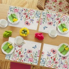 Seliem Spring Anemone Flower Placemats Set of 4, 12»X18»,