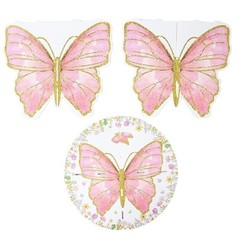 2 WHITE PINK Glitter Butterfly CAKE STANDS Wedding Party Events Home Decorations