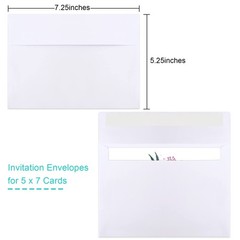50 Packs 5×7 Envelopes, White A7 Envelopes for (5.25×7.25in),