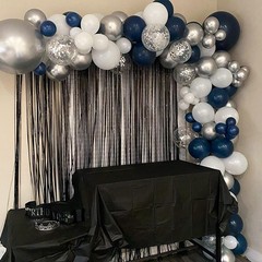 Blue Silver Balloons Set, 12 Inch and 12 Inch,