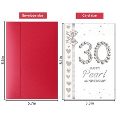 30 Year Anniversary Card for Wife Husband, Pearl Wedding Anniversary Card for…