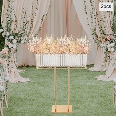 2pcs Crystal Flower Stand Rectangular Wedding Gold Centerpieces Stand 90*70cm